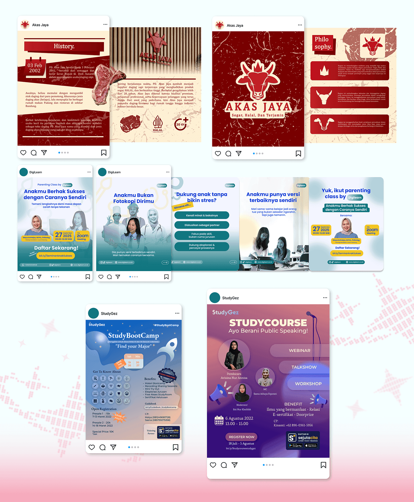 Selected social media post designs